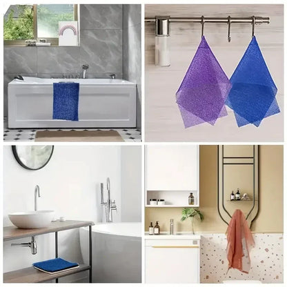 Double-Sided Exfoliating Net Sponge - Mesh Bath Scrub Washcloth & Body Shower Loofah for Deep Cleansing and Dead Skin Removal