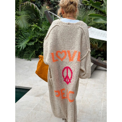 2024 Women’s Knitted Striped Cardigan – Elegant Loose Long Outerwear, Y2K Sweater Coat, Soft Cover-Up for Fashion Streetwear
