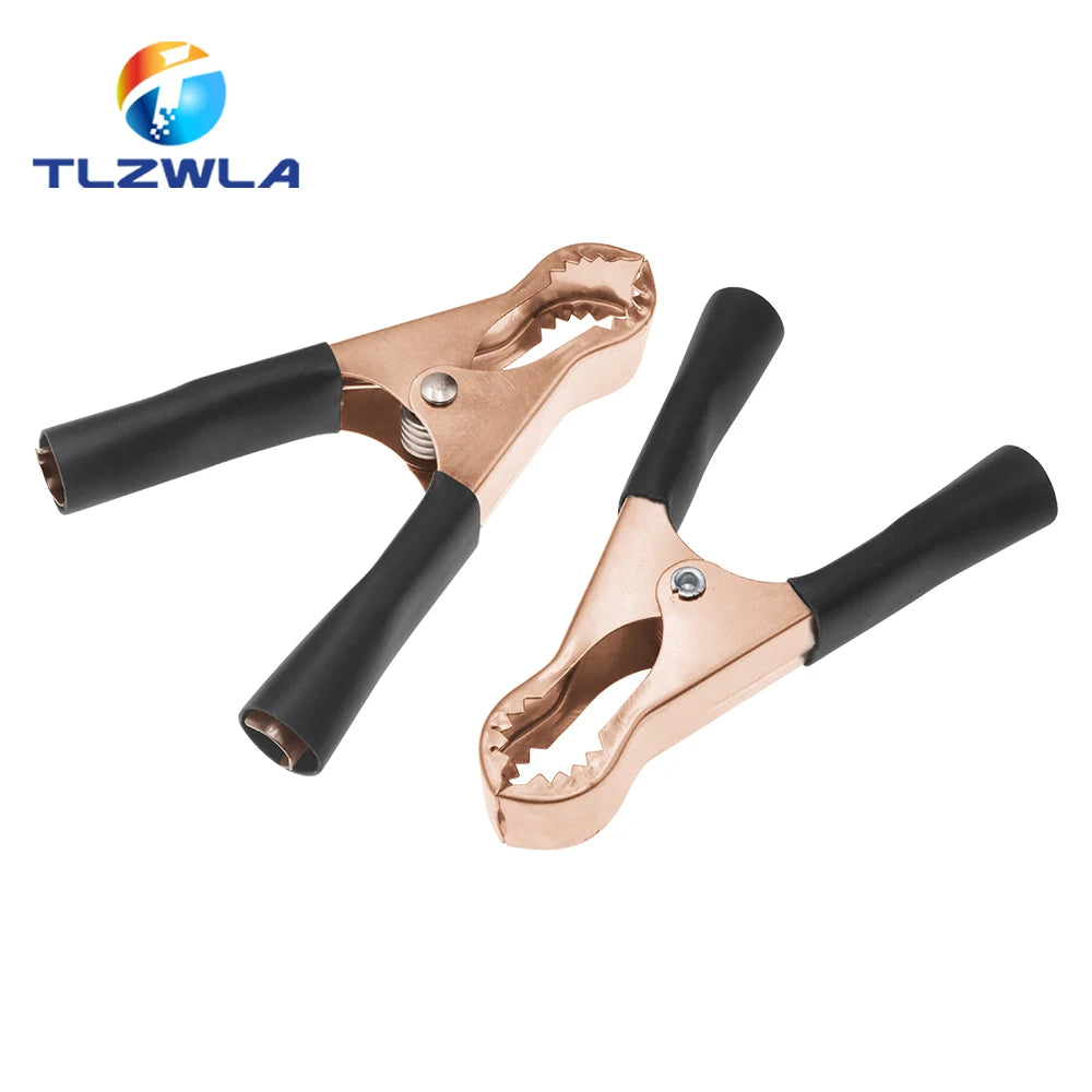 50A Heavy Duty Alligator Battery Test Lead Clips – Red & Black 80mm Crocodile Clamps for Car, Van & Caravan Use