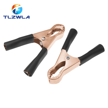 50A Heavy Duty Alligator Battery Test Lead Clips – Red & Black 80mm Crocodile Clamps for Car, Van & Caravan Use