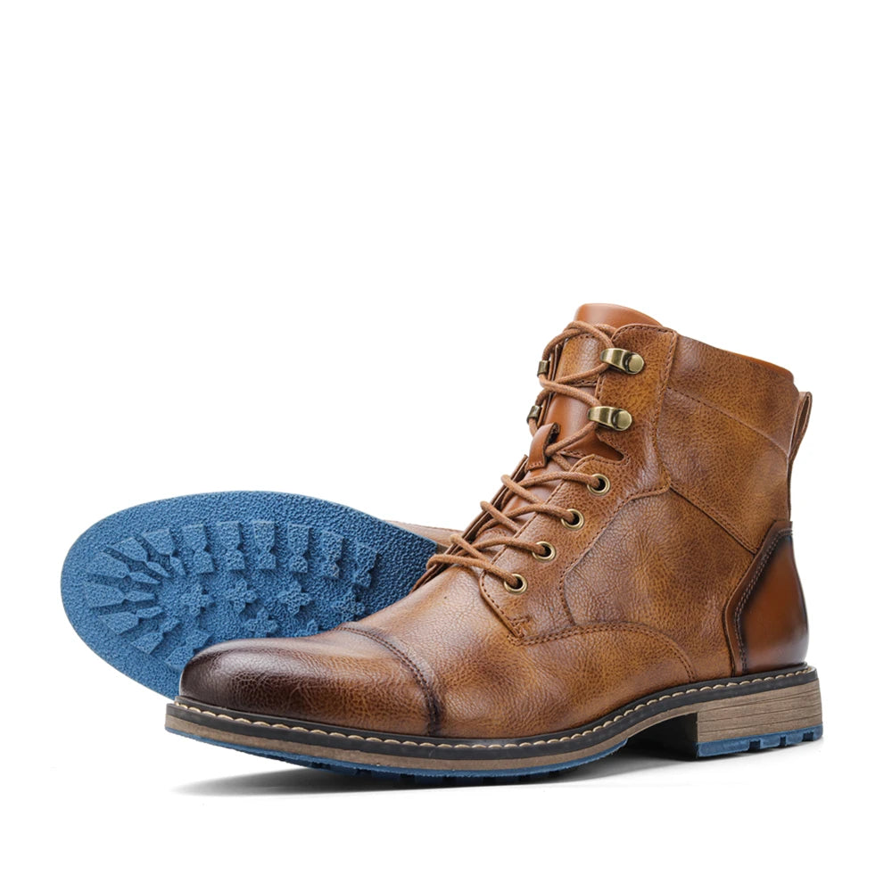 2023 Retro Men’s Leather Boots – Comfortable Spring Fashion Boots, Size 7-13
