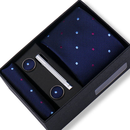 Men’s Green Tie Gift Box Set - Premium Business Necktie with Hanky, Cufflinks & Tie Clip for Wedding Formal Wear