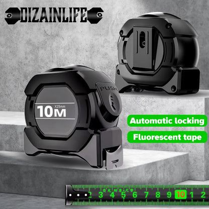 Fluorescent Metric Measuring Tape: Self-Locking Steel Tape Measure - High Precision, Wear-Resistant Ruler Tool in 5/7.5/10M Lengths
