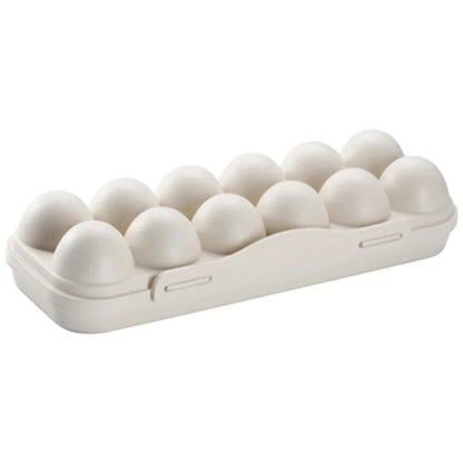 12 Grid Egg Holder Tray - Portable Plastic Egg Storage Container with Protective Case for Refrigerator, Camping & Travel