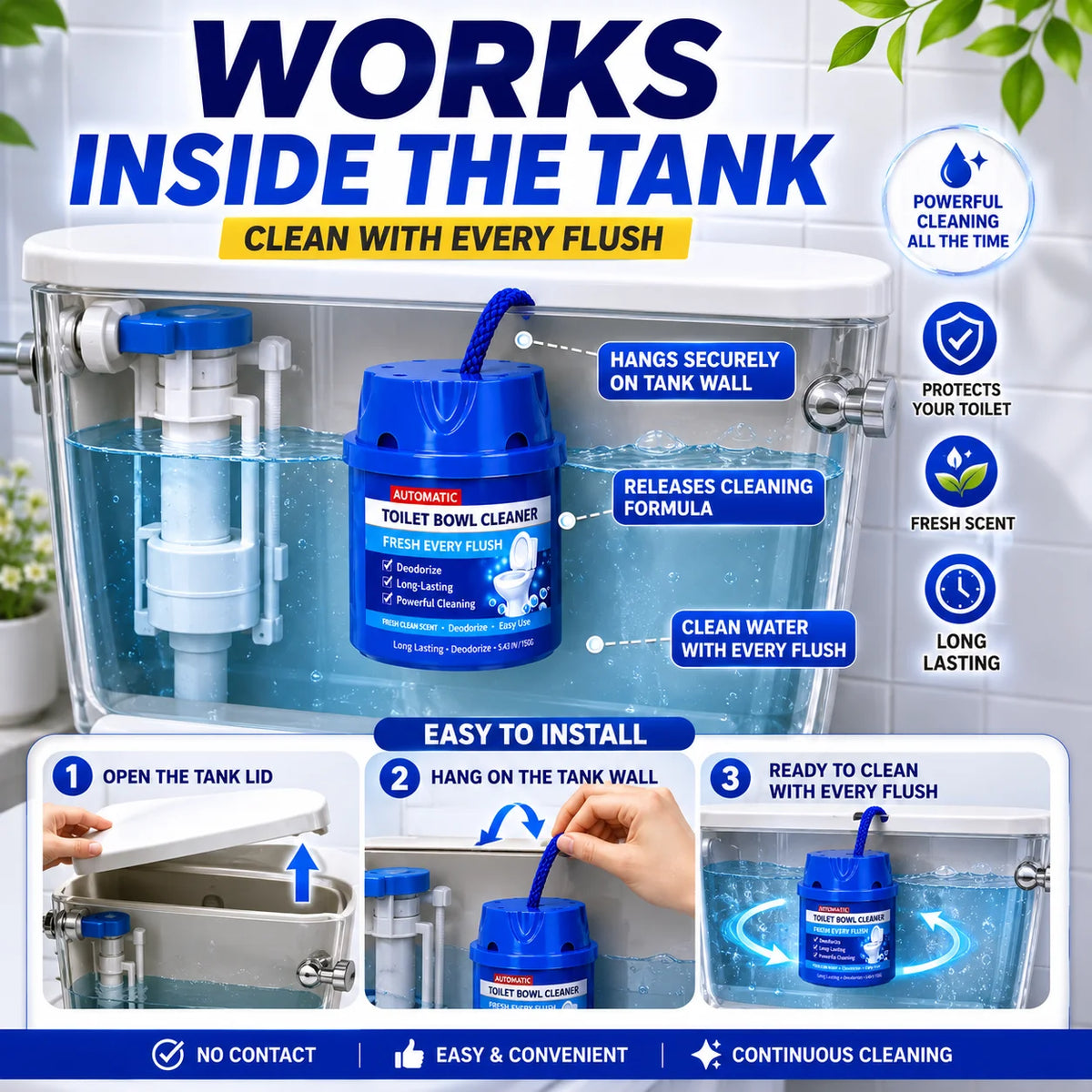 Toilet Cleaning Foam - Bathroom Toilet Cleaner and Deodorizer for Odor Removal and Long-Lasting Freshness