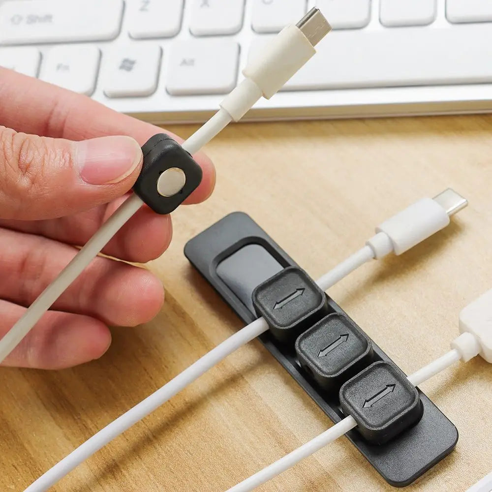 Silicone Magnetic Cable Organizer - Self-Adhesive DIY USB Holder for Flexible Desktop Cable Management