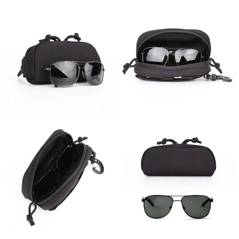 Tactical MOLLE Eyeglass Case - 1000D Nylon Shockproof Protective Sunglasses & Goggles Holder for Outdoor Use