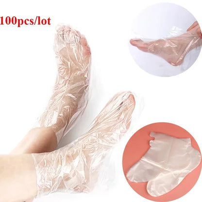 100PCS Transparent Disposable Foot Bags for Detox, Pedicure, & Foot Care - Prevent Infection & Chapped Skin, Bath Wipes