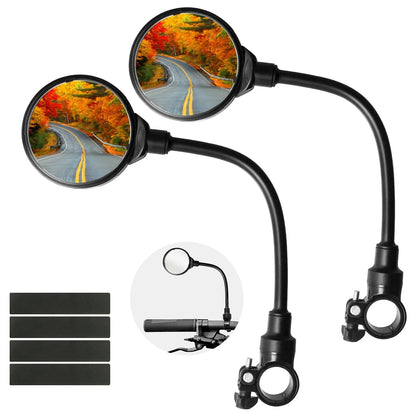 360° Rotatable Bicycle Rearview Handlebar Mirrors – Adjustable Bendable Hose for Mountain Bikes & Motorcycles