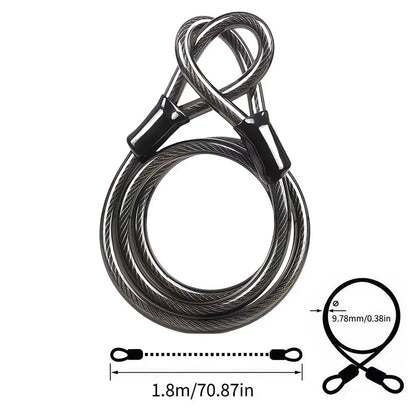 Industrial Grade Steel Cable Chain Bike Lock – 70.87in Anti-Theft Security Lock for Bicycle & Motorcycle Protection Accessories