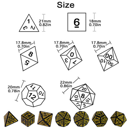 DND Carving Pattern Dice Set - 7Pcs RPG Polyhedral Dice for Board Games, Gifts & Entertainment Accessories