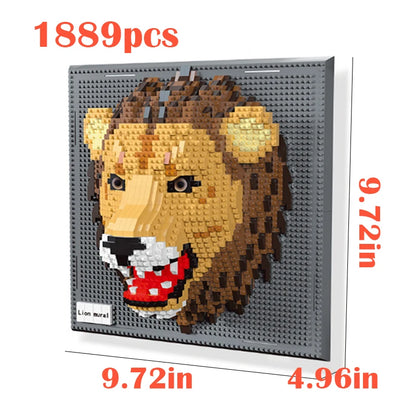 Creative 3D Wall Art Frame DIY Building Block Set – Shark, Eagle & Parrot Micro Animal Particle Model Toy for Adults Home Decor Gift