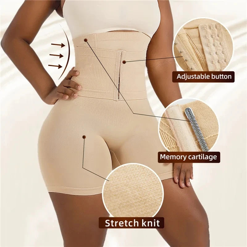 Women's Shapewear Tummy Control Shorts – High-Waisted Body Shaper Fajas with Hook Butt Lifter Slimming Underwear