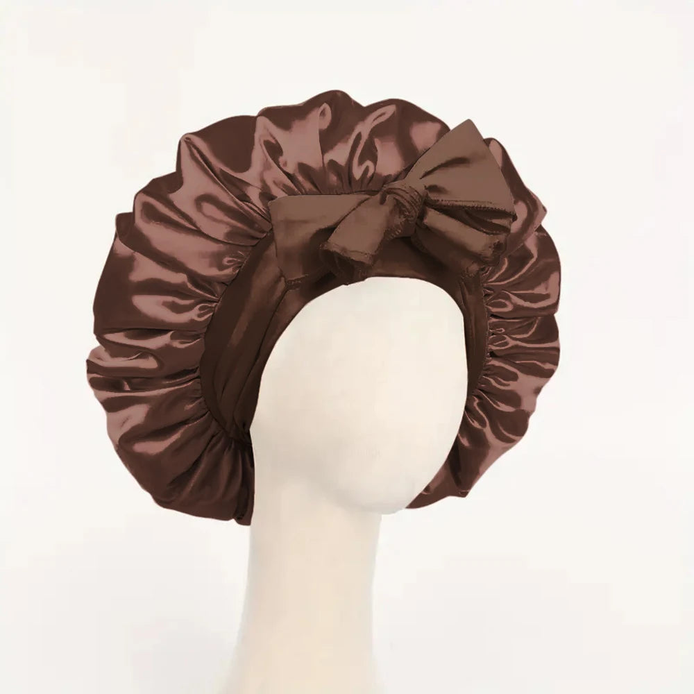 Satin Silk Bonnet – Adjustable Sleeping Hair Bonnet with Tie Band for Women & Men