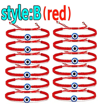 2/10PCS Lucky Red Rope Evil Eye Bracelets – Handmade Protective Wristbands for Men & Women