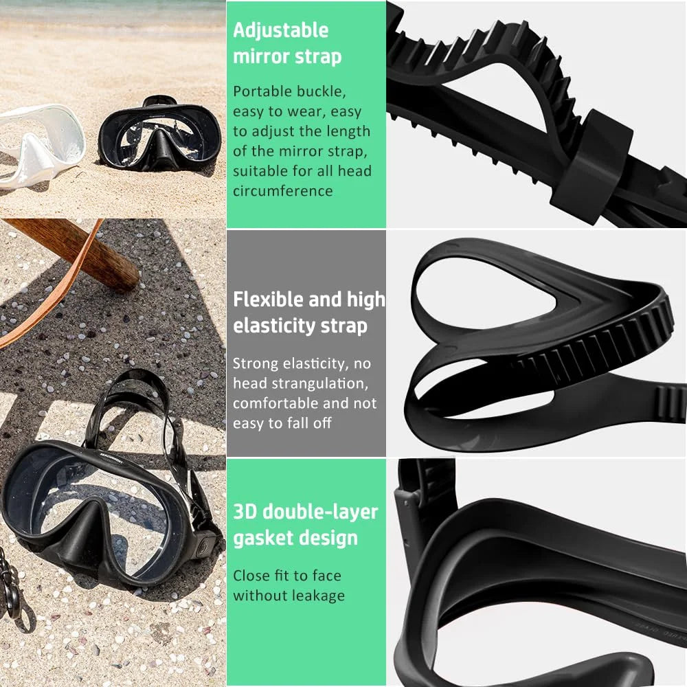 Soft Silicone Diving Snorkel - Portable Foldable Adult Snorkeling Gear for Freediving, Spearfishing & Swimming