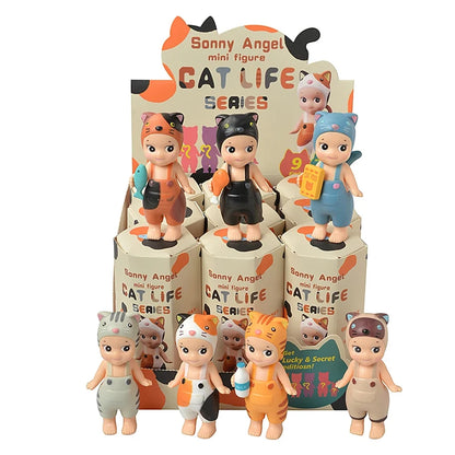 1/4/6/9PCS Random Sonny Angel Cat Blind Box - Cats Life Mini Action Figures & Ornaments, Perfect Christmas Gifts for Kids Fans