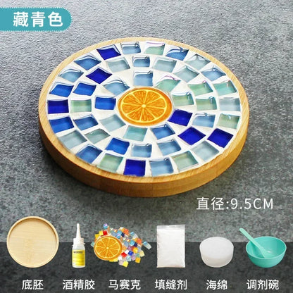 DIY Handmade Mosaic Coaster Set – Bamboo Heart & Square Cup Mats, Creative Parent-Child Educational Craft Toy Kit for Free Design Activities