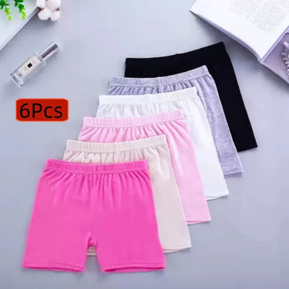 6-Piece Girls Modal Shorts Set - Soft Skin-Friendly Summer Basic Kids Bottoms