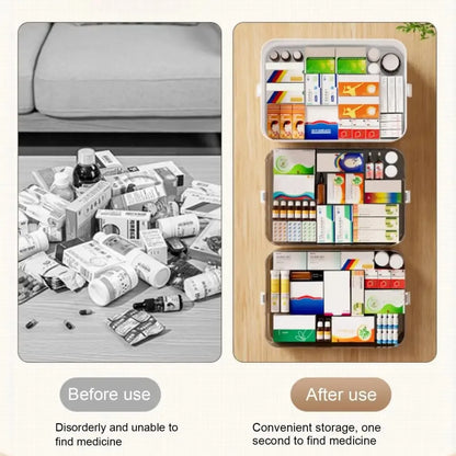 Portable Large Capacity Medicine Box – Home First Aid Kit with Multi-Layer Drug Storage for Family Emergencies