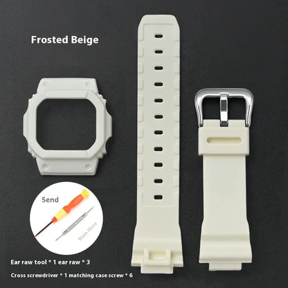 Matte Resin Bezel and Rubber Strap Set for Casio G-Shock DW-5600, GW-M5610, G-5000 & GWB-5600 - Replacement Watch Case and Band Accessories