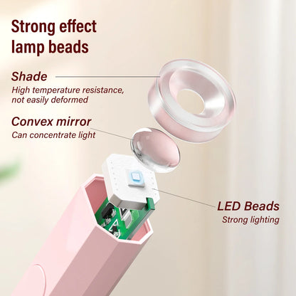 Portable Mini Nail Lamp with Timing Display – Rechargeable UV LED Flashlight Nail Dryer for Quick Family Use