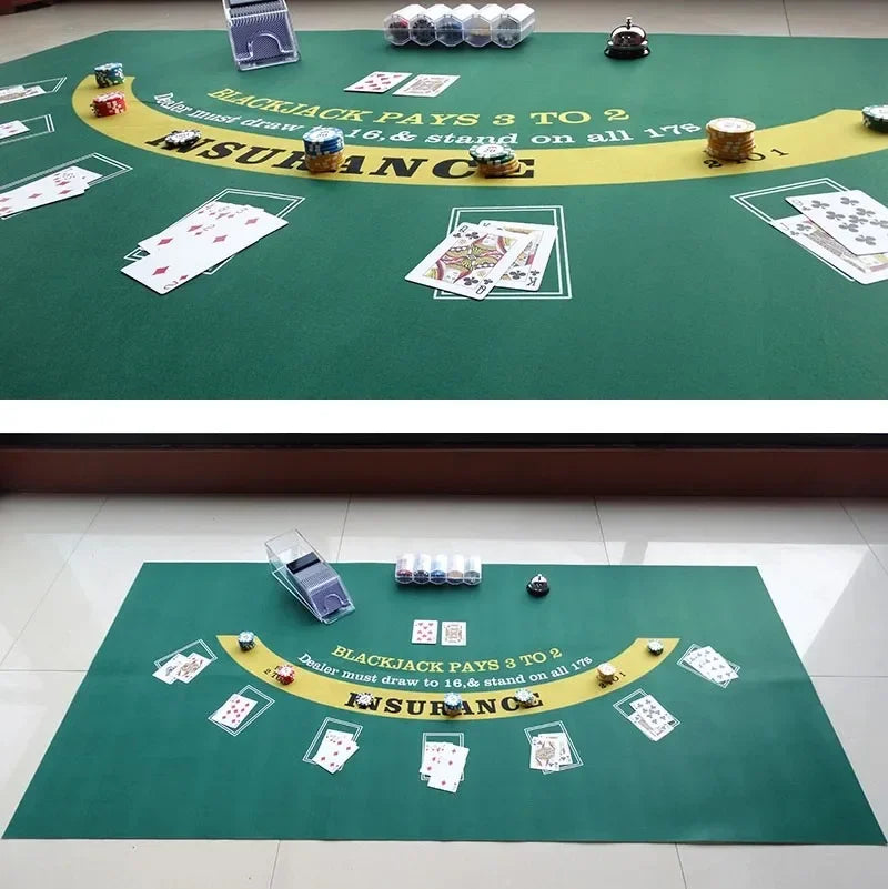 Portable 180x90cm Felt Casino Tablecloth for Blackjack & Poker – Family Party Game Pad & Entertainment Accessory