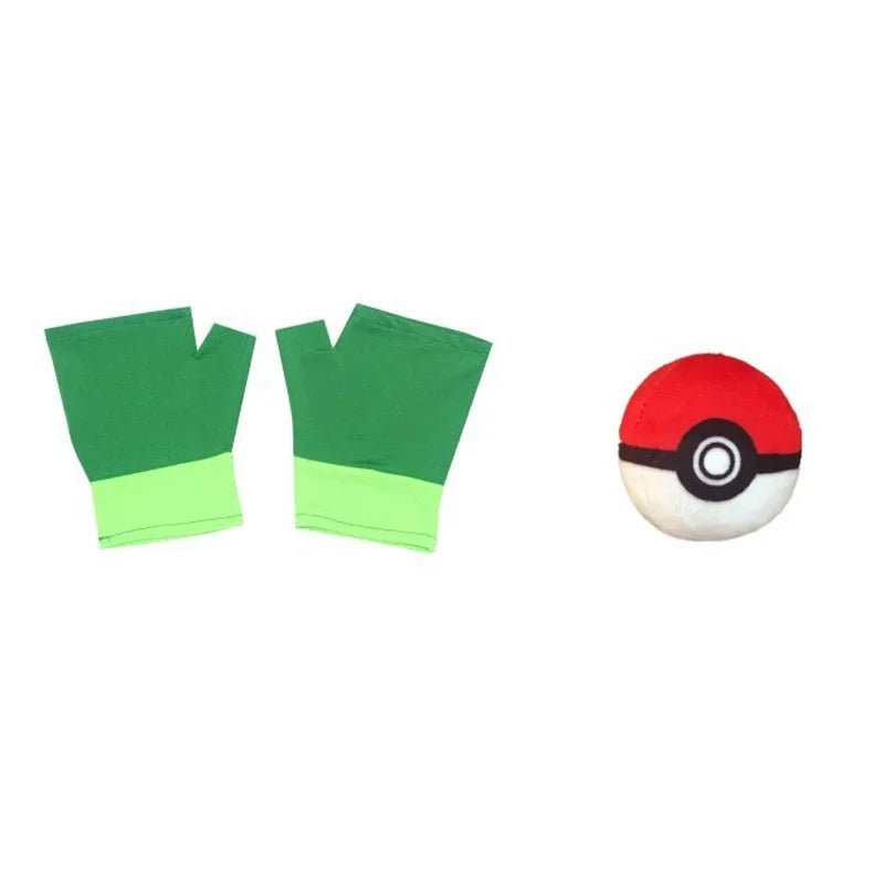 Men’s Anime Trainer Cosplay Costume — Ash Ketchum Outfit for Halloween & Parties with Blue Jacket, Cap & Gloves Set
