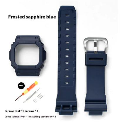 Silicone Watch Band and Case for Casio G-Shock DW-5600, DW-5610, GW-M5610 & GWB5600 - Sport Replacement Strap Set