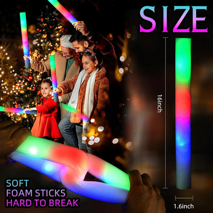30 Pcs Foam LED Glow Sticks – Colorful Flashing Glow in the Dark Party Supplies for Weddings, Raves & Concerts