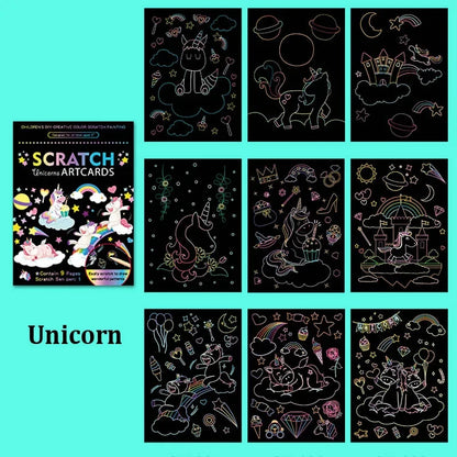 Children’s Scratch Painting Set – Colorful Cartoon DIY Drawing Toy for Early Education & Birthday Gifts