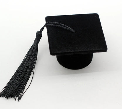 Velvet Ring Box with Graduation Cap Design – Jewelry Packaging for Wedding, Engagement, Earrings & Graduation Gift Organizer