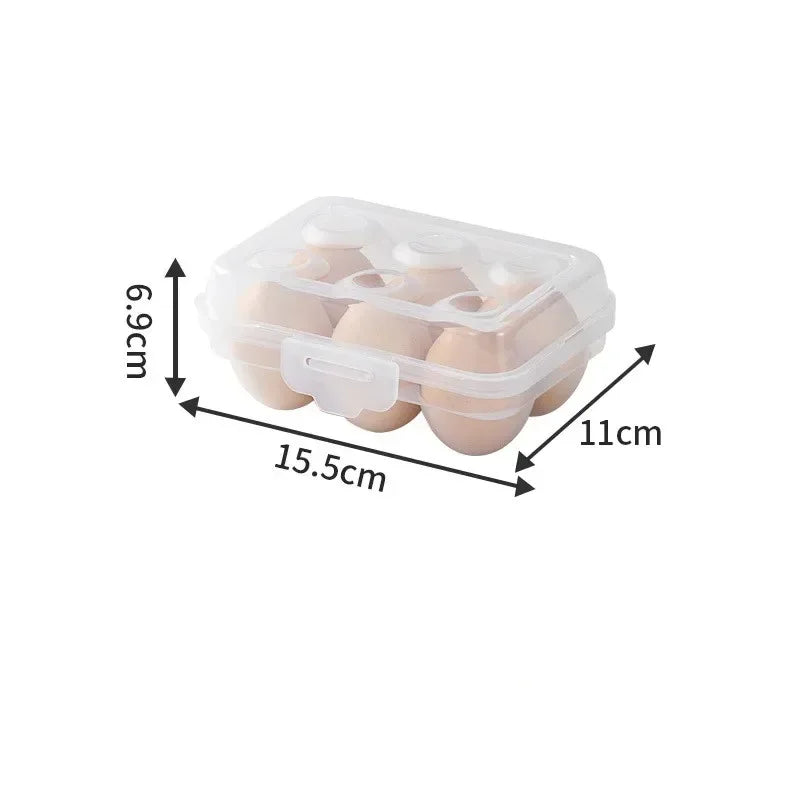 Portable Egg Storage Box - Plastic Refrigerator Egg Holder Tray with Lid for Fridge, Camping, Hiking & Outdoor Use