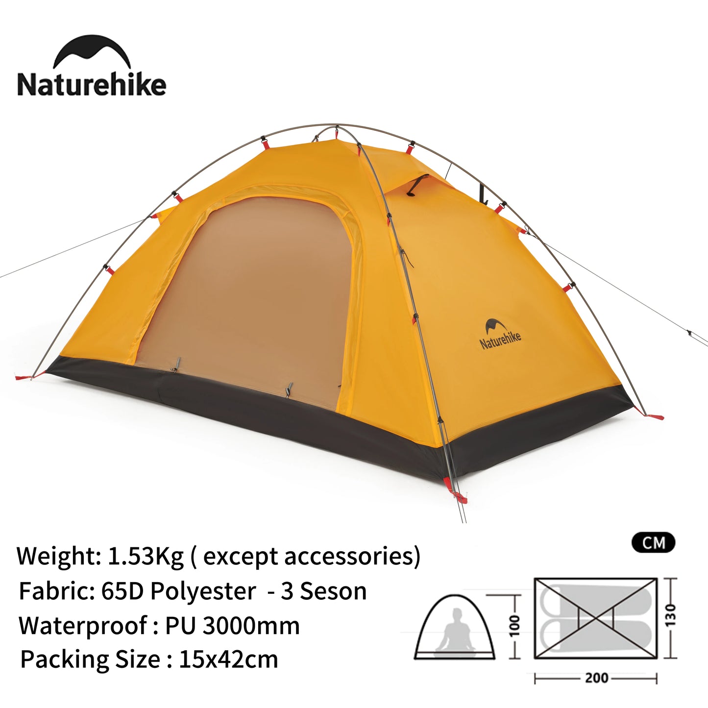 Naturehike 2024 New Camping Tent – Ultralight 2-Person Outdoor Tent, Large Space, Mosquito-Repellent, Quick Set for Beach & Hiking
