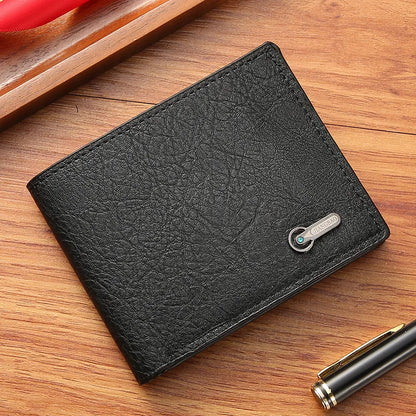 Men’s Slim Short Bifold Faux Leather Wallet – Credit Card & ID Holder Business Billfold Clutch Purse for Everyday Use