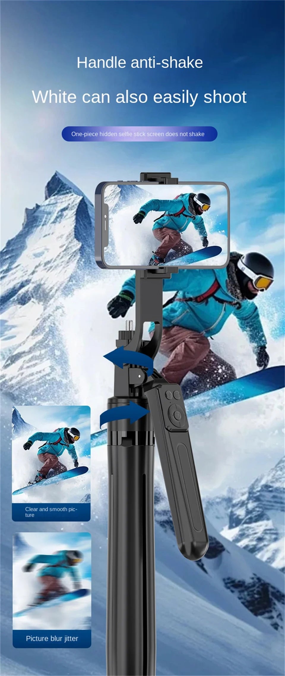 COOL DIER Smartphone Tripod – Bluetooth Shutter Selfie Stick Stand with Wireless Phone Holder