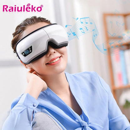 6D Smart Eye Massager — Vibration & Hot Airbag Compress, Bluetooth Music Eye Massage Glasses for Relaxation & Fatigue Relief