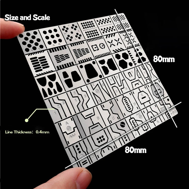 36-in-1 Drill Scribe Line Template Ruler – Precision Groove Drawing Craft Tool for 1/100 & 1/144 Scale Model Detailing
