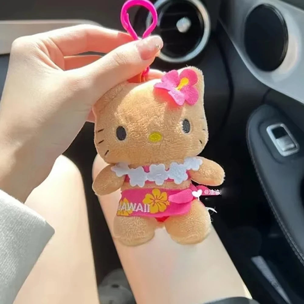 Hot Kawaii Plush Keychain Pendant — Mofusand Shark Cat & Cross-Dressing Hello Kitty/Kuromi Backpack Charm