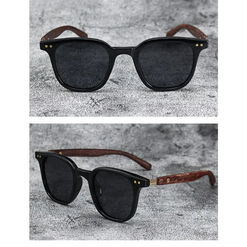 Retro Wood Grain Polarized Sunglasses for Men & Women – UV Protection Eyewear for Cycling, Outdoor & Street Photography