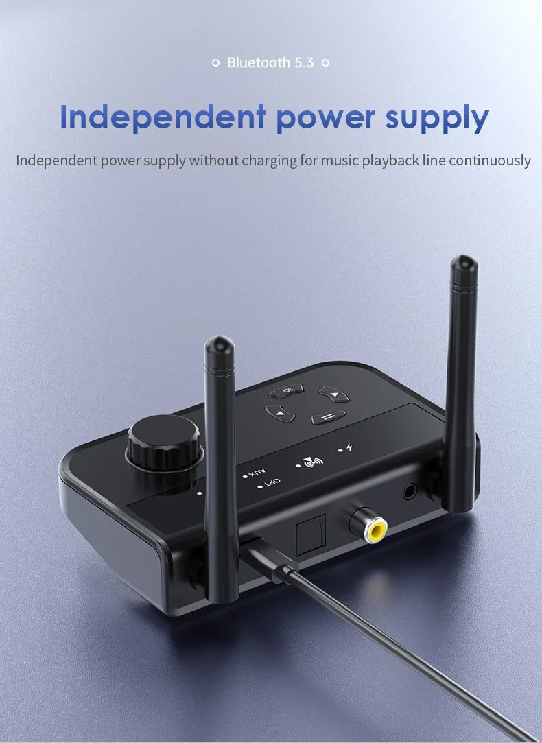 Bluetooth 5.3 3D Stereo Audio Receiver | Optical, Coaxial, 3.5mm AUX Output Wireless Adapter for Car Speakers