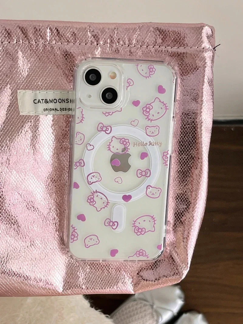 Hello Kitty MagSafe Wallet Case for iPhone 12–16 Pro Max – Cute Sanrio Magnetic Holder with Wireless Charging & Hard Cover