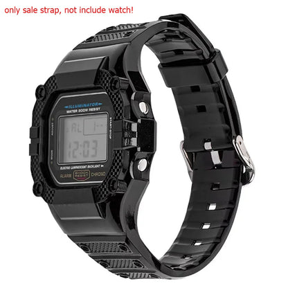 TPU Resin Watch Case and Strap for Casio G-Shock - Replacement Wristband for DW-5600, GW-M5610, M5600 and GLX-5600 Models