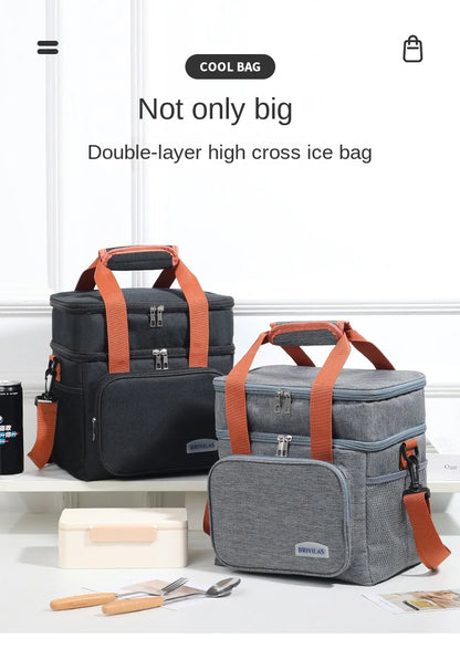 Double Layer Lunch Bag – Large Capacity Thermal Insulated Leakproof Cooler Tote for Work, School & Picnic