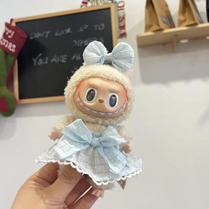17cm Mini Plush Doll Clothes Set – Kpop EXO Labubu Idol Doll Shark Onesie & Accessories, DIY Girl Gift
