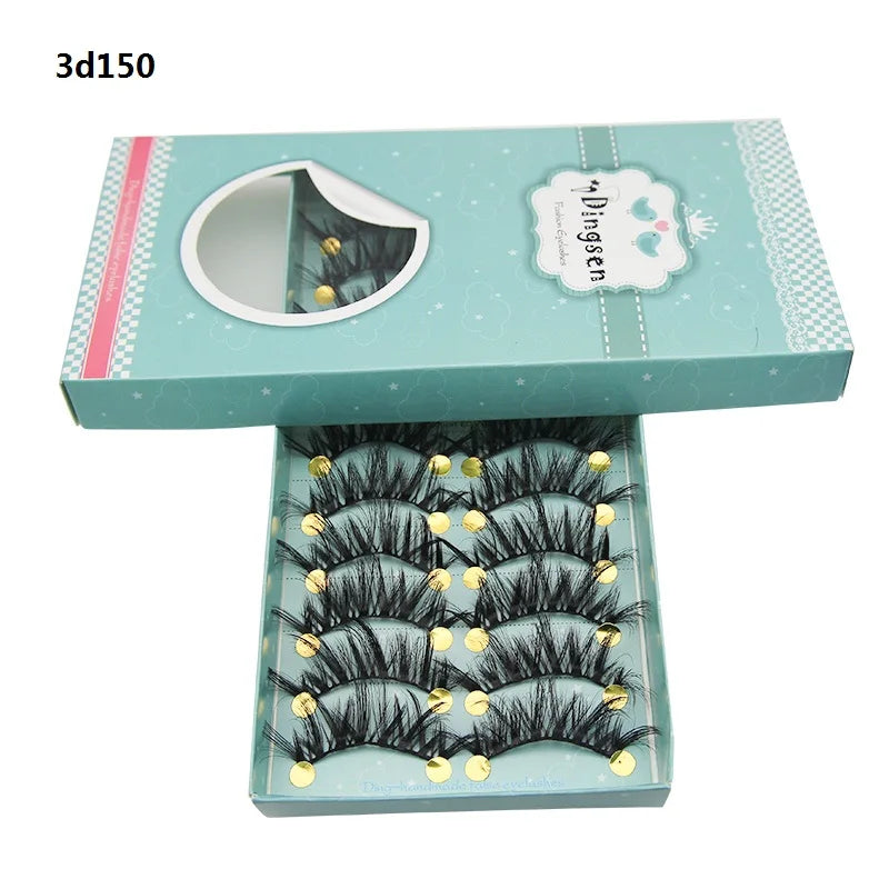 DINGSEN 10 Pairs Handmade Eyelash Fans – Individual False Lashes for Beauty & Makeup, Factory Price