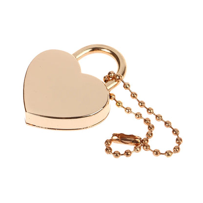 Antique Style Mini Heart-Shaped Padlock – Vintage Gold Key Lock for Diaries, Jewelry, and Weddings with Key