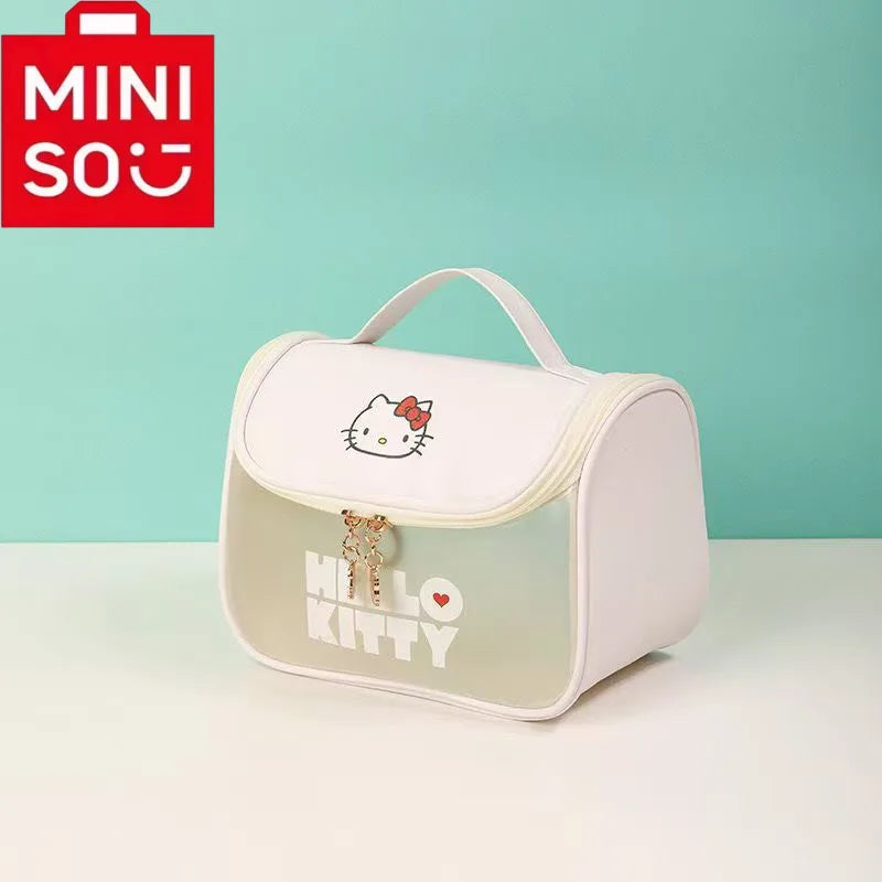 MINISO Hello Kitty Makeup Bag | Cute, Large Capacity Portable Travel & Washroom Transparent Storage Bag for Girls