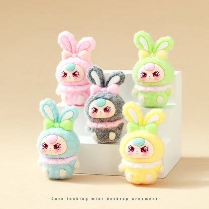9pcs Babythree Dimoo Anime Flocked Action Figures Decorative Pendant Kawaii Desktop Dolls Toy Gifts