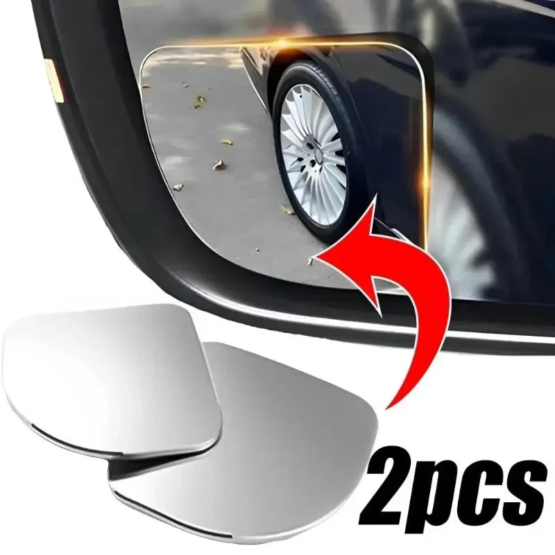 2pcs Universal Glass Car Blind Spot Mirrors – 360° Adjustable HD Wide-Angle Rearview for All Cars
